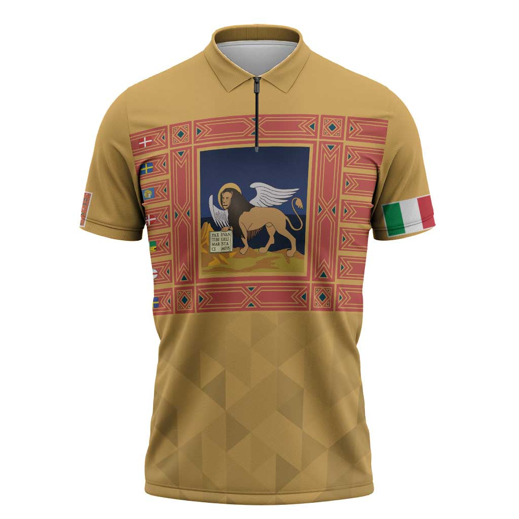 Personalized Italy Veneto Zipper Polo Shirt Inspiration Flags Style - Wonder Print Shop