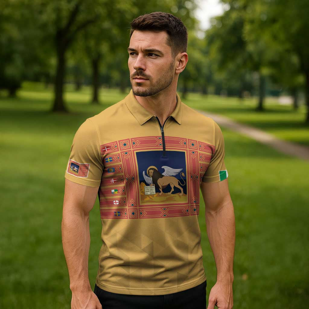 Personalized Italy Veneto Zipper Polo Shirt Inspiration Flags Style - Wonder Print Shop