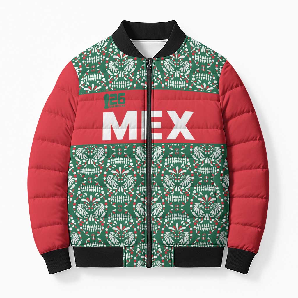 Mexico WC26 Custom Bomber Puffer Jacket Minimalist Aztec Eagle El Tricolor