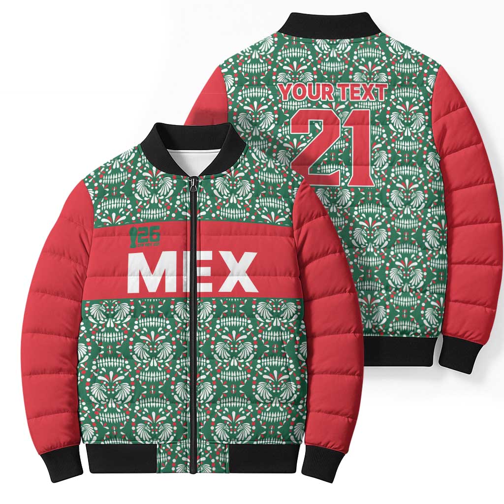 Mexico WC26 Custom Bomber Puffer Jacket Minimalist Aztec Eagle El Tricolor