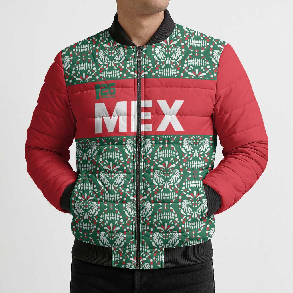 Mexico WC26 Custom Bomber Puffer Jacket Minimalist Aztec Eagle El Tricolor