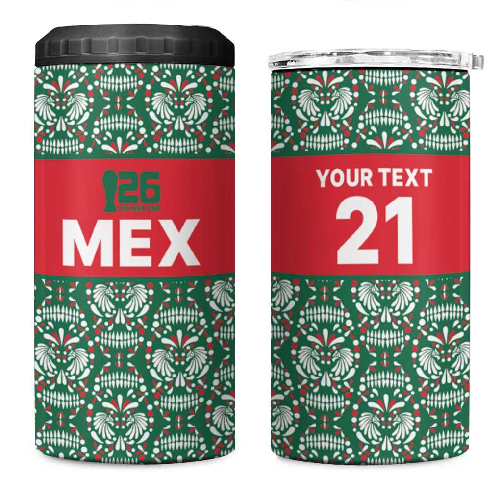 Mexico WC26 Custom 4 in 1 Can Cooler Tumbler Minimalist Aztec Eagle El Tricolor
