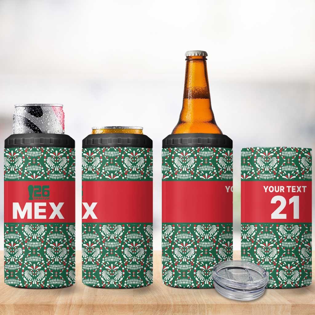 Mexico WC26 Custom 4 in 1 Can Cooler Tumbler Minimalist Aztec Eagle El Tricolor
