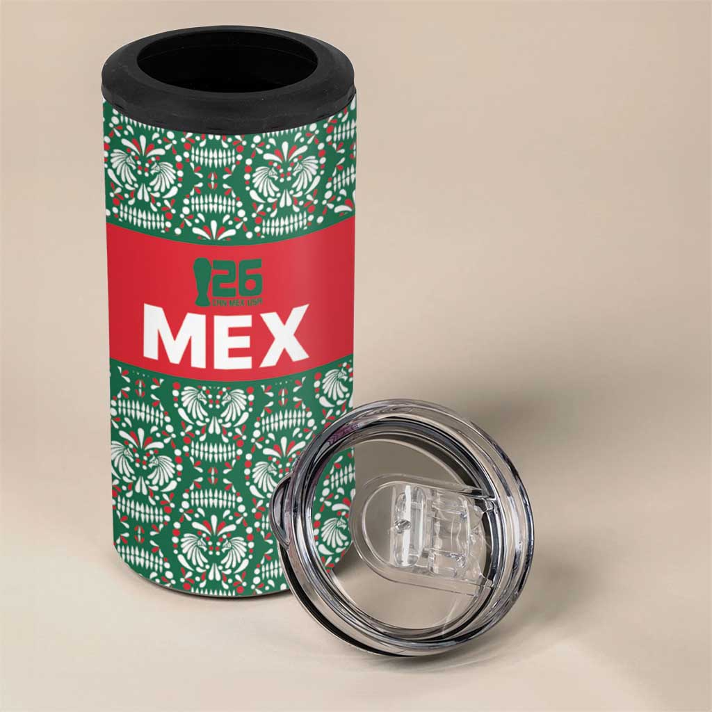 Mexico WC26 Custom 4 in 1 Can Cooler Tumbler Minimalist Aztec Eagle El Tricolor