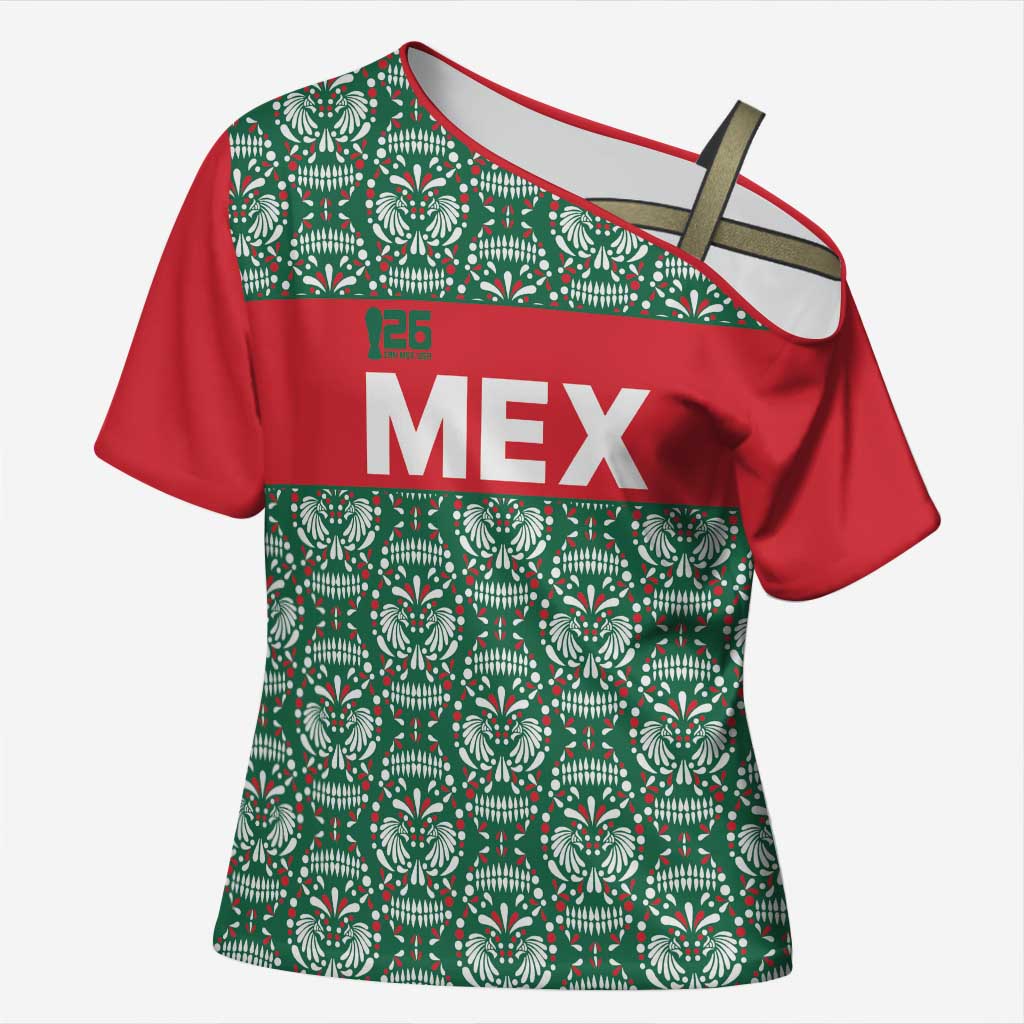 Mexico WC26 Custom Cross Shoulder Shirt Minimalist Aztec Eagle El Tricolor