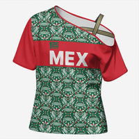 Mexico WC26 Custom Cross Shoulder Shirt Minimalist Aztec Eagle El Tricolor