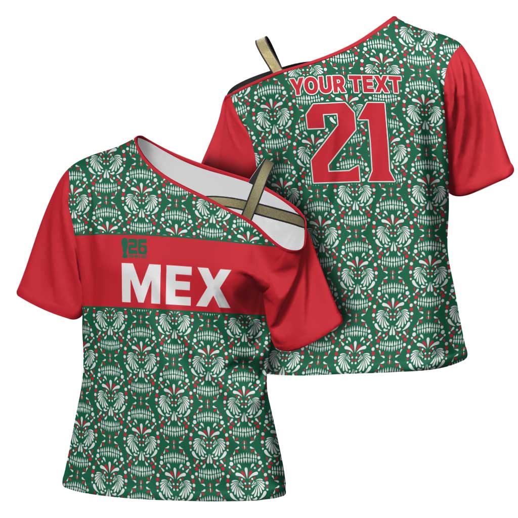 Mexico WC26 Custom Cross Shoulder Shirt Minimalist Aztec Eagle El Tricolor