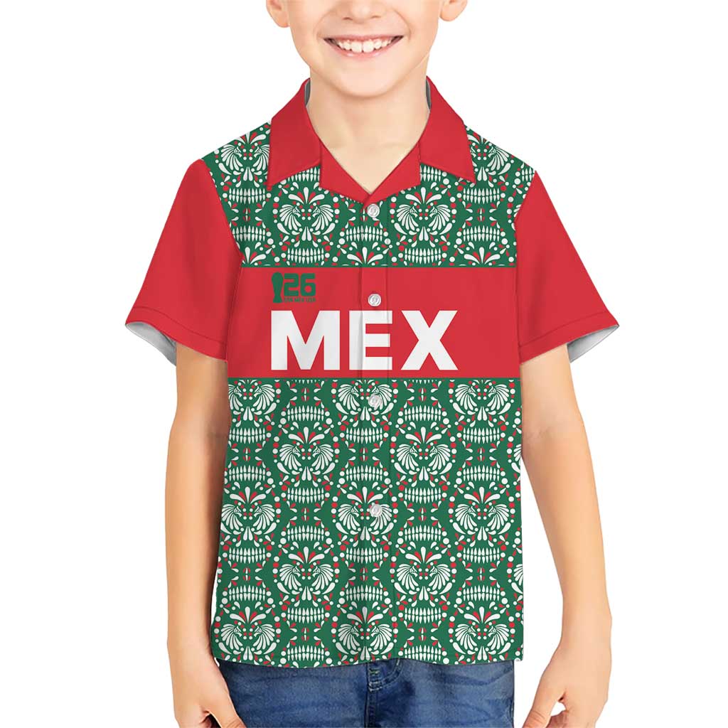 Mexico WC26 Custom Kid Hawaiian Shirt Minimalist Aztec Eagle El Tricolor