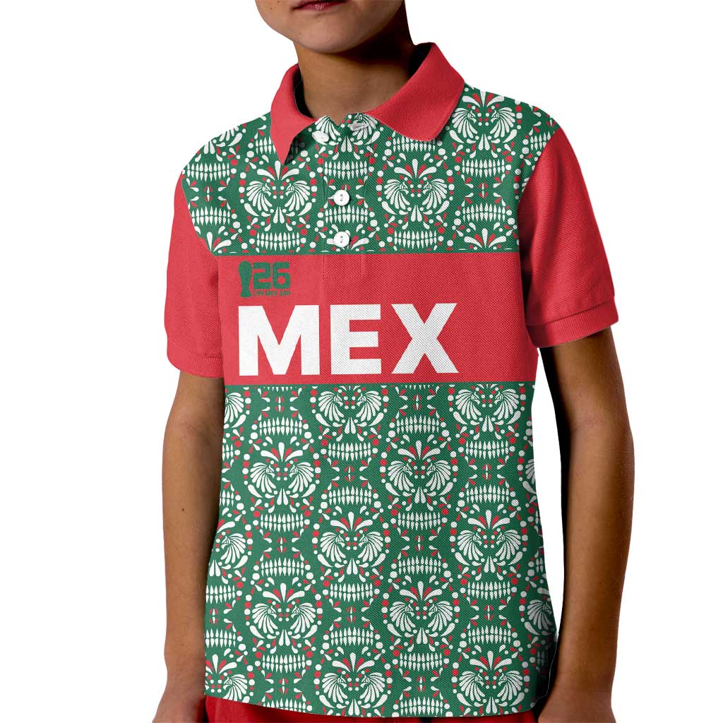 Mexico WC26 Custom Kid Polo Shirt Minimalist Aztec Eagle El Tricolor