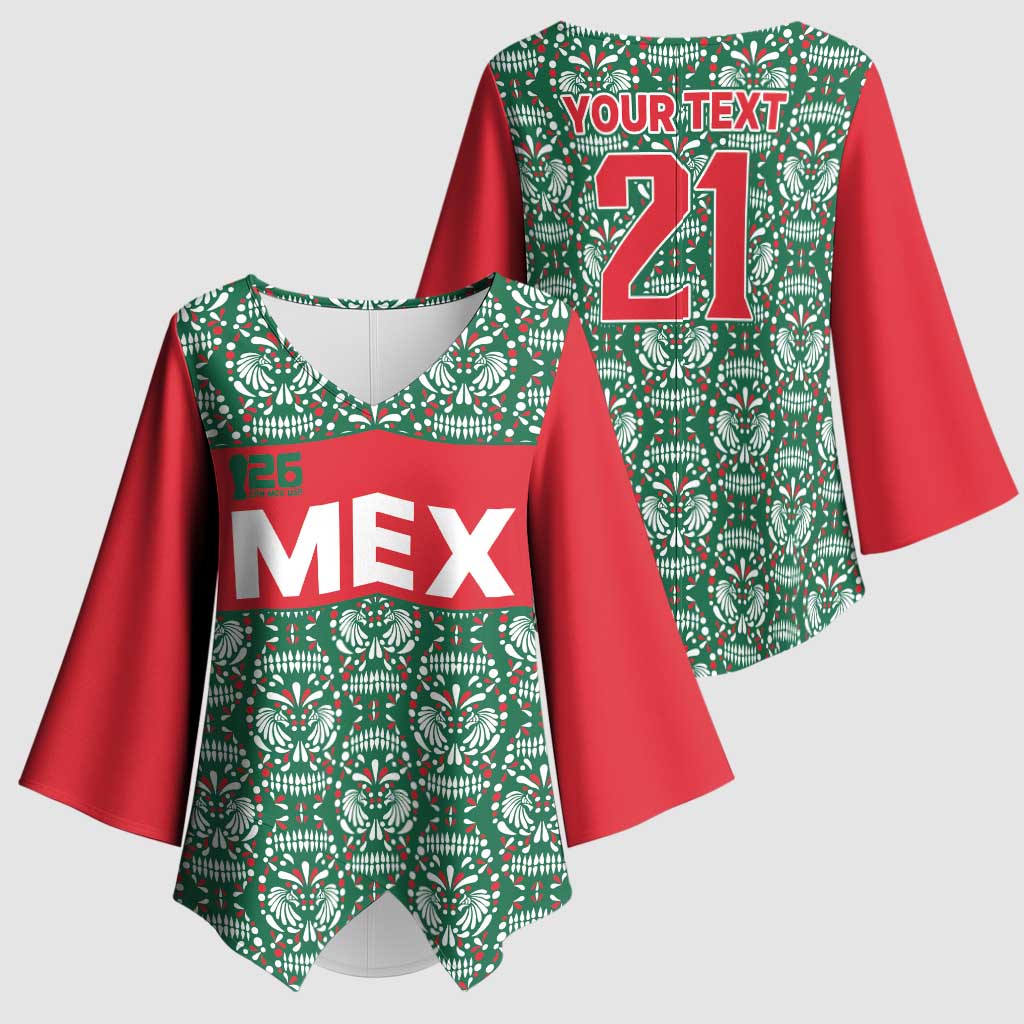 Mexico WC26 Custom Kimono Sleeve Blouse Minimalist Aztec Eagle El Tricolor