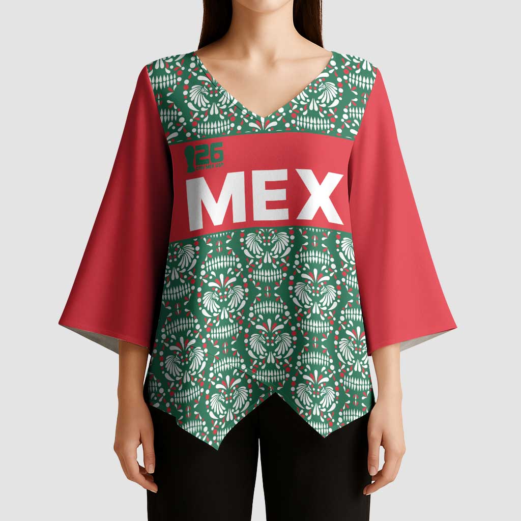 Mexico WC26 Custom Kimono Sleeve Blouse Minimalist Aztec Eagle El Tricolor