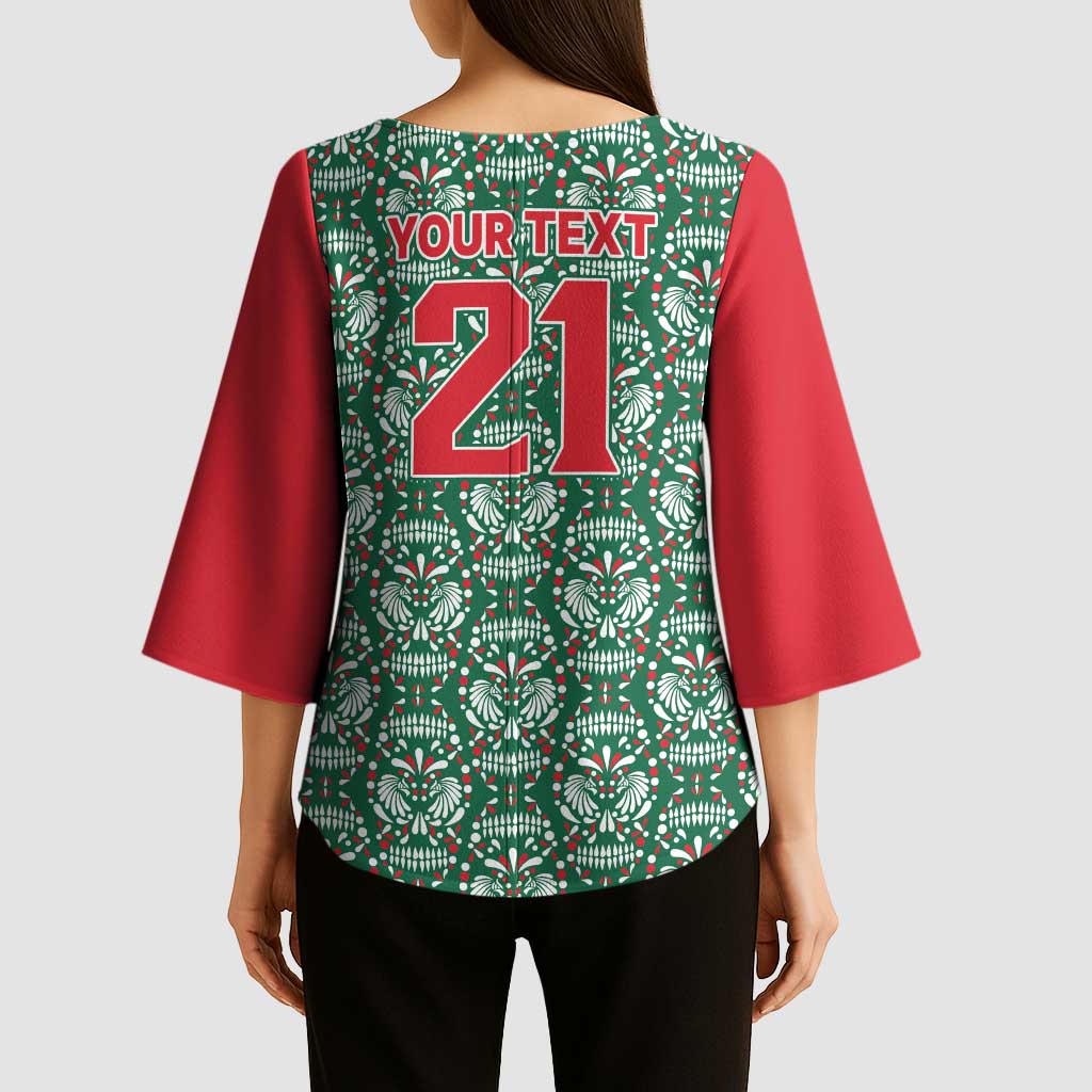 Mexico WC26 Custom Kimono Sleeve Blouse Minimalist Aztec Eagle El Tricolor