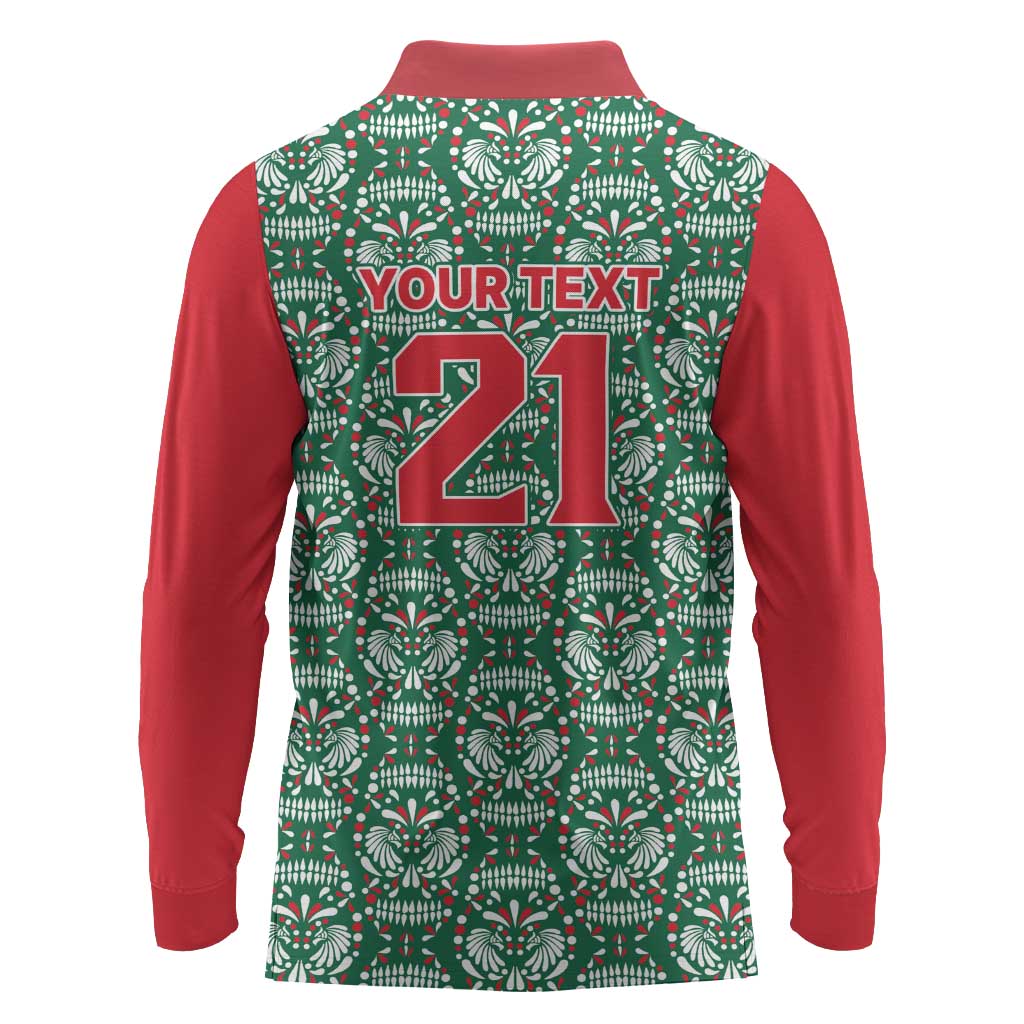 Mexico WC26 Custom Long Sleeve Polo Shirt Minimalist Aztec Eagle El Tricolor