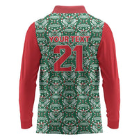 Mexico WC26 Custom Long Sleeve Polo Shirt Minimalist Aztec Eagle El Tricolor