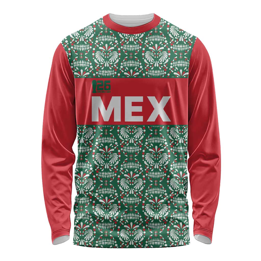 Mexico WC26 Custom Long Sleeve Shirt Minimalist Aztec Eagle El Tricolor