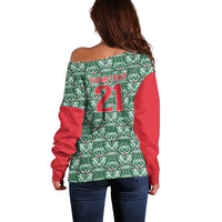 Mexico WC26 Custom Off Shoulder Sweater Minimalist Aztec Eagle El Tricolor