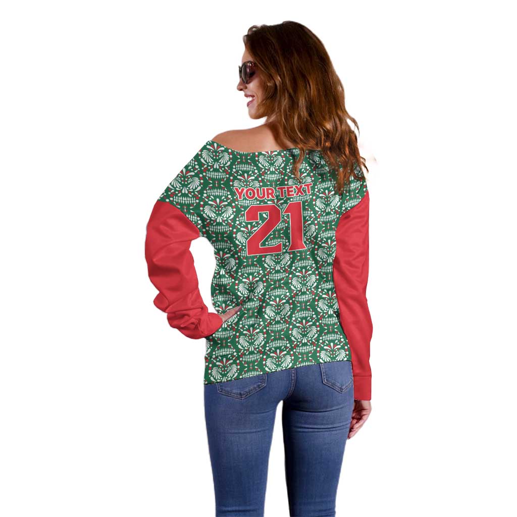 Mexico WC26 Custom Off Shoulder Sweater Minimalist Aztec Eagle El Tricolor
