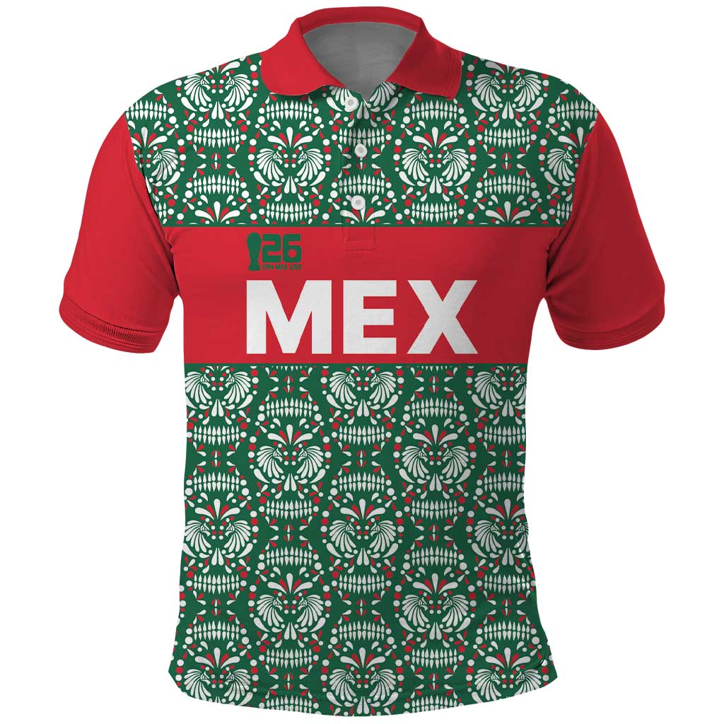 Mexico WC26 Custom Polo Shirt Minimalist Aztec Eagle El Tricolor