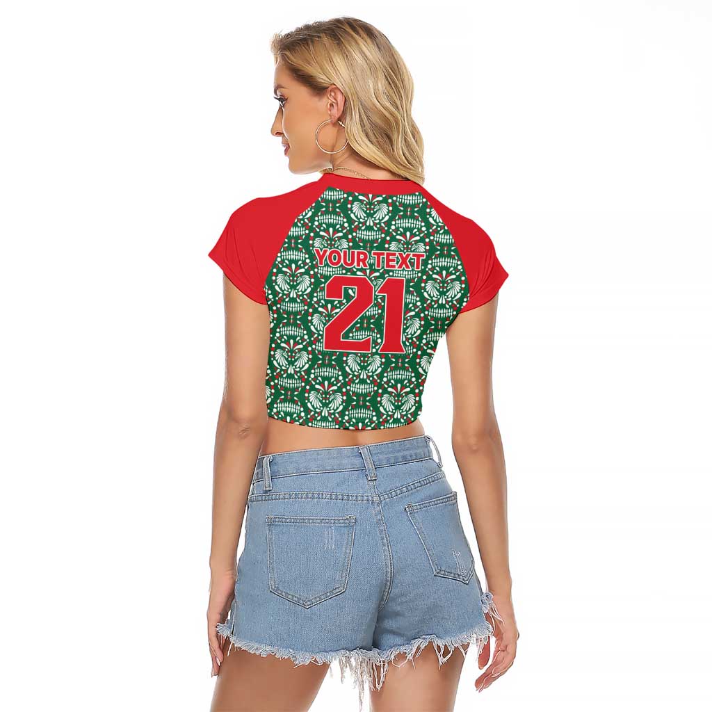 Mexico WC26 Custom Raglan Cropped T Shirt Minimalist Aztec Eagle El Tricolor