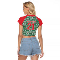 Mexico WC26 Custom Raglan Cropped T Shirt Minimalist Aztec Eagle El Tricolor