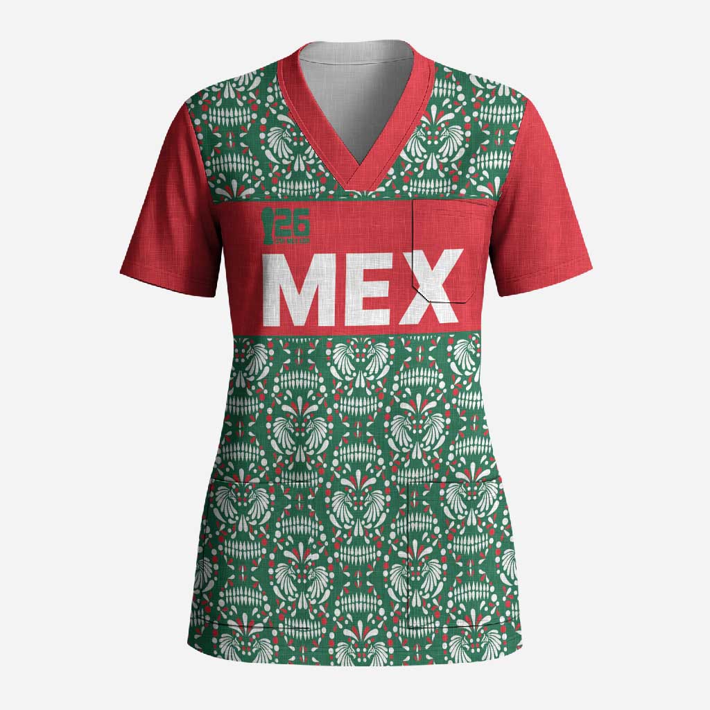 Mexico WC26 Custom Scrub Top Minimalist Aztec Eagle El Tricolor