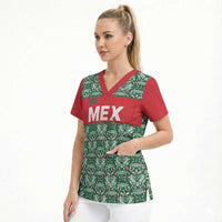Mexico WC26 Custom Scrub Top Minimalist Aztec Eagle El Tricolor