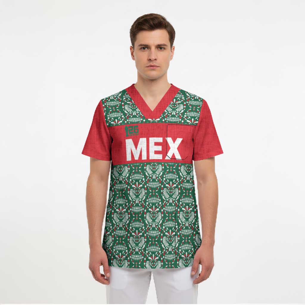 Mexico WC26 Custom Scrub Top Minimalist Aztec Eagle El Tricolor