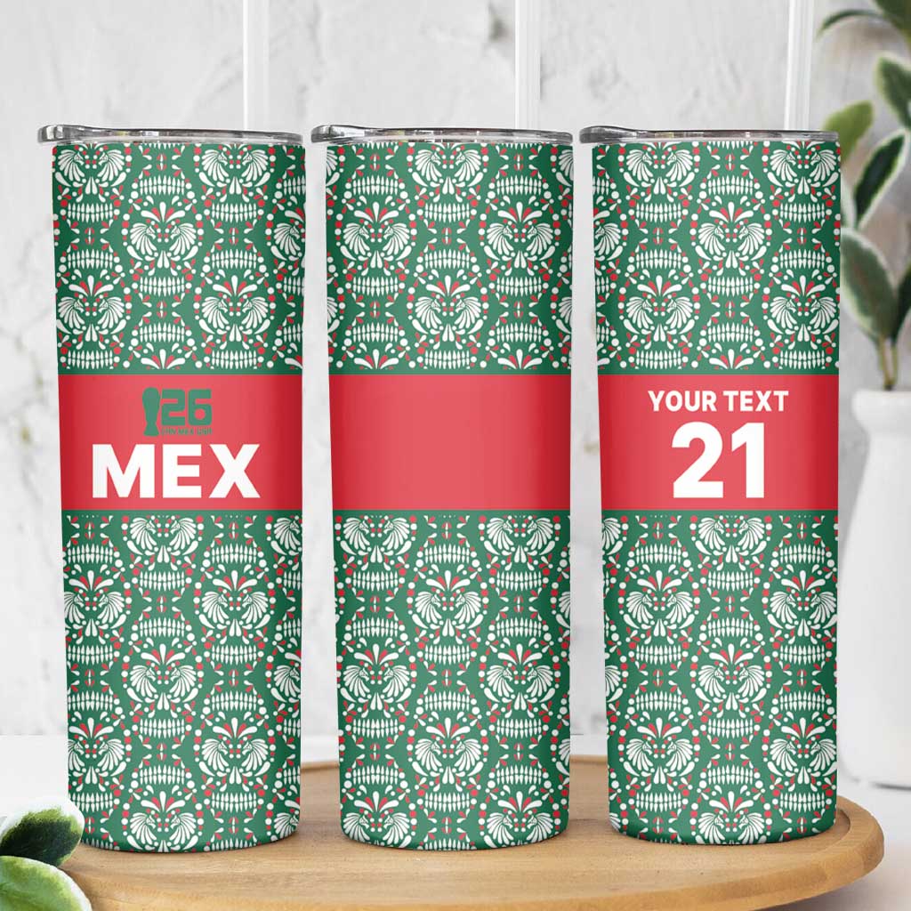 Mexico WC26 Custom Skinny Tumbler Minimalist Aztec Eagle El Tricolor