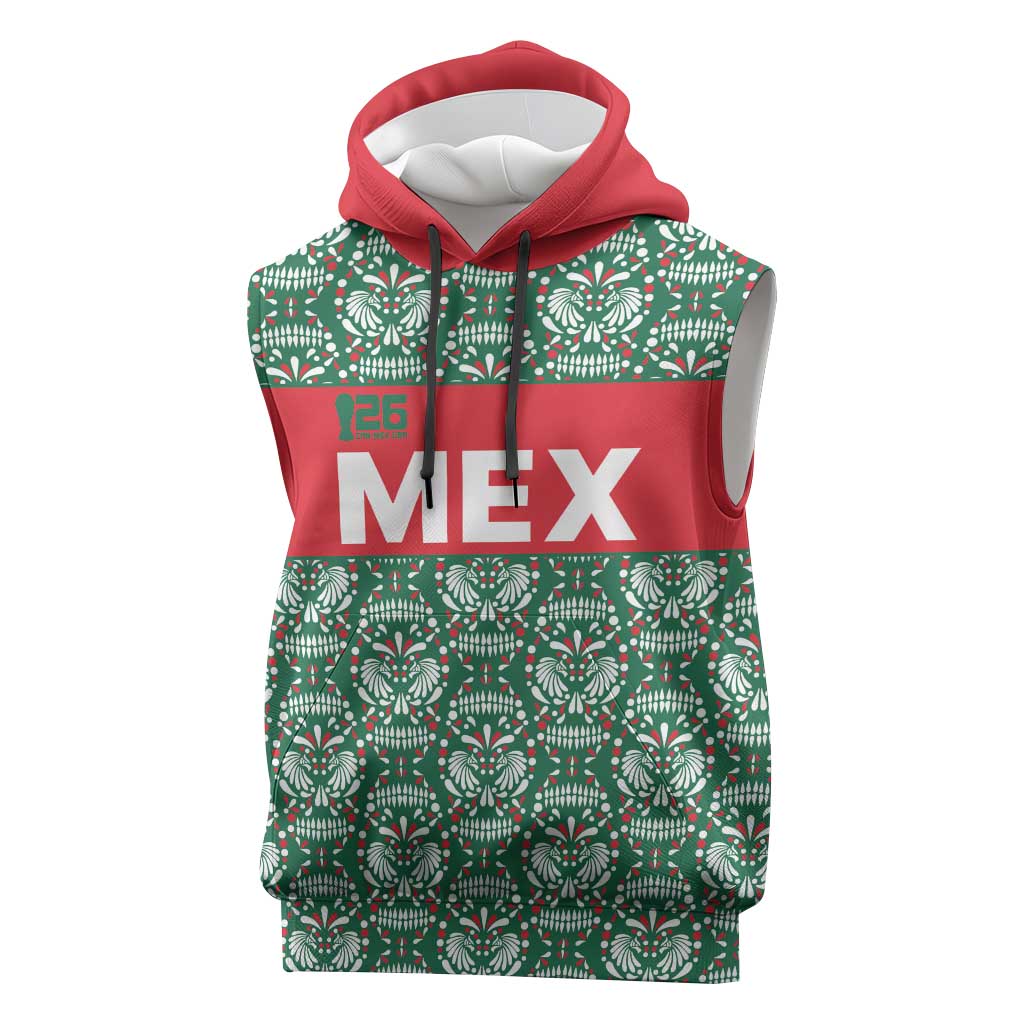Mexico WC26 Custom Sleeveless Hoodie Minimalist Aztec Eagle El Tricolor