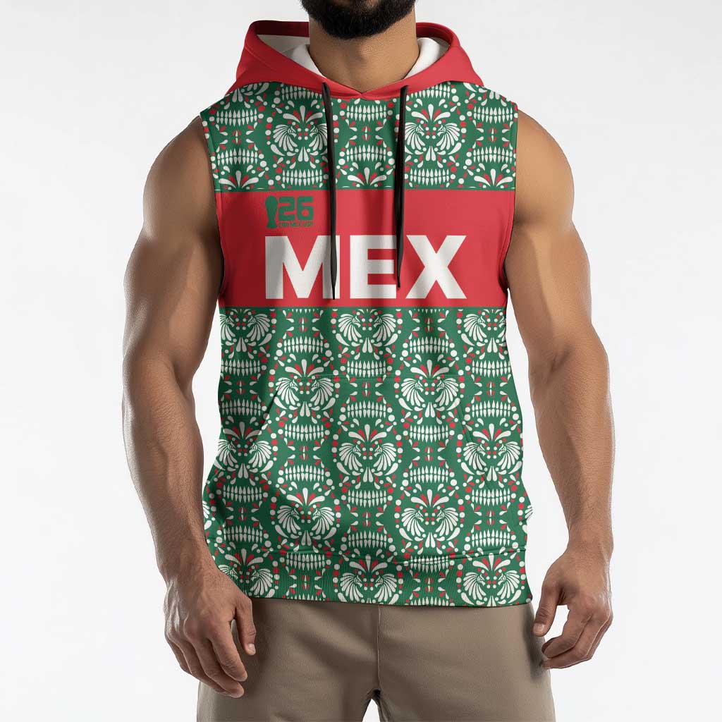Mexico WC26 Custom Sleeveless Hoodie Minimalist Aztec Eagle El Tricolor