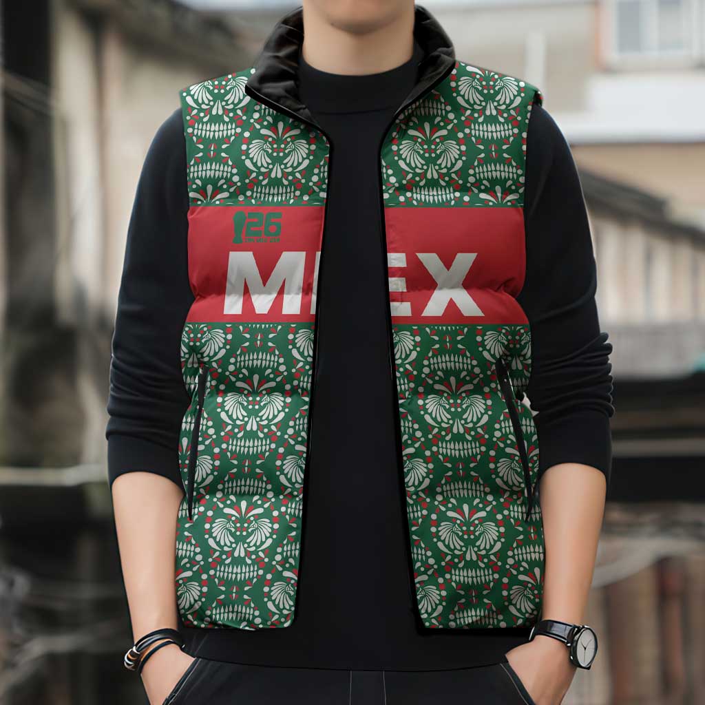 Mexico WC26 Custom Sleeveless Puffer Jacket Minimalist Aztec Eagle El Tricolor