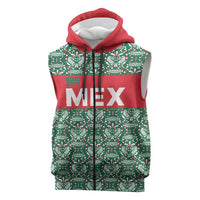 Mexico WC26 Custom Sleeveless Zip Hoodie Minimalist Aztec Eagle El Tricolor