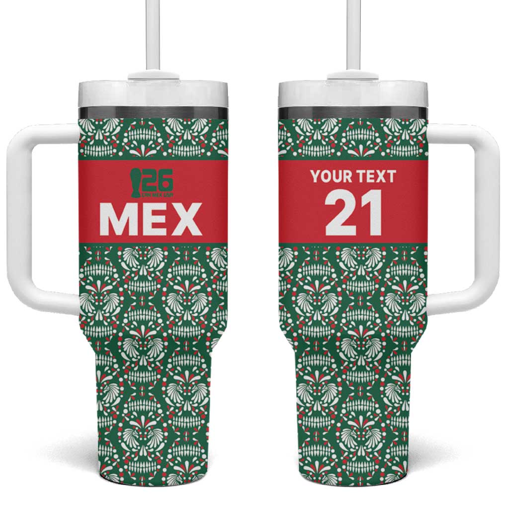 Mexico WC26 Custom Tumbler With Handle Minimalist Aztec Eagle El Tricolor