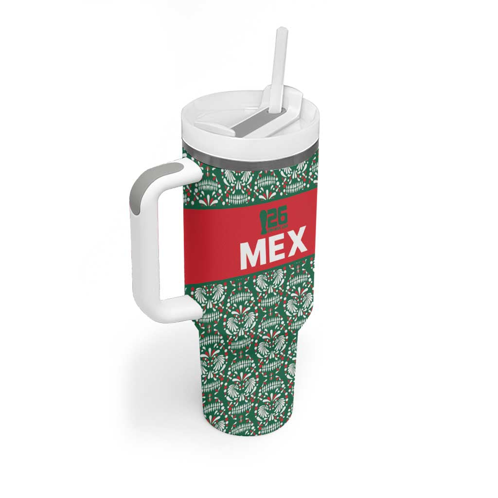 Mexico WC26 Custom Tumbler With Handle Minimalist Aztec Eagle El Tricolor
