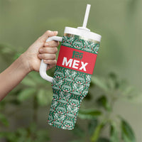 Mexico WC26 Custom Tumbler With Handle Minimalist Aztec Eagle El Tricolor