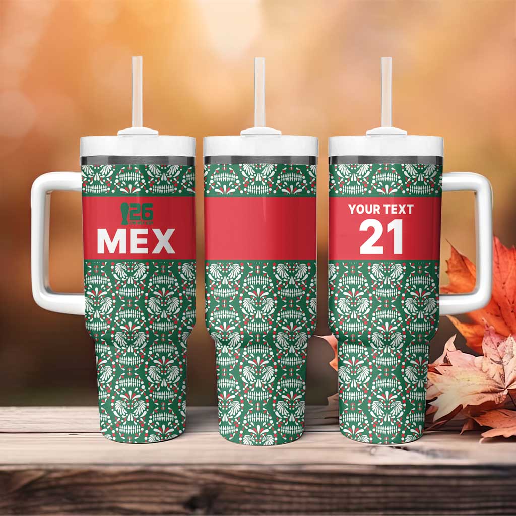 Mexico WC26 Custom Tumbler With Handle Minimalist Aztec Eagle El Tricolor