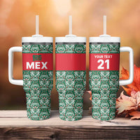 Mexico WC26 Custom Tumbler With Handle Minimalist Aztec Eagle El Tricolor