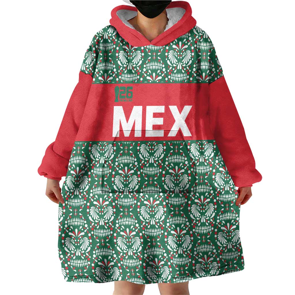 Mexico WC26 Custom Wearable Blanket Hoodie Minimalist Aztec Eagle El Tricolor