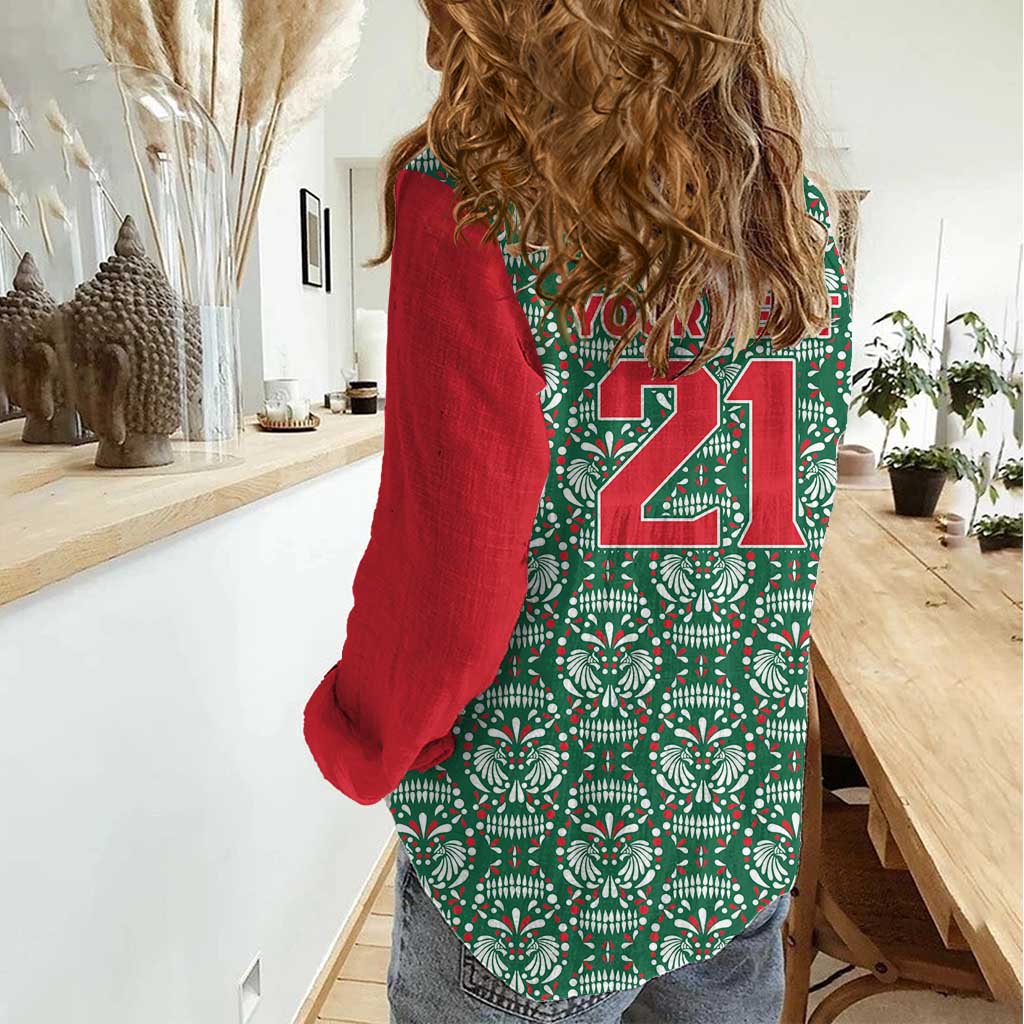 Mexico WC26 Custom Women Casual Shirt Minimalist Aztec Eagle El Tricolor