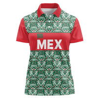 Mexico WC26 Custom Women Polo Shirt Minimalist Aztec Eagle El Tricolor