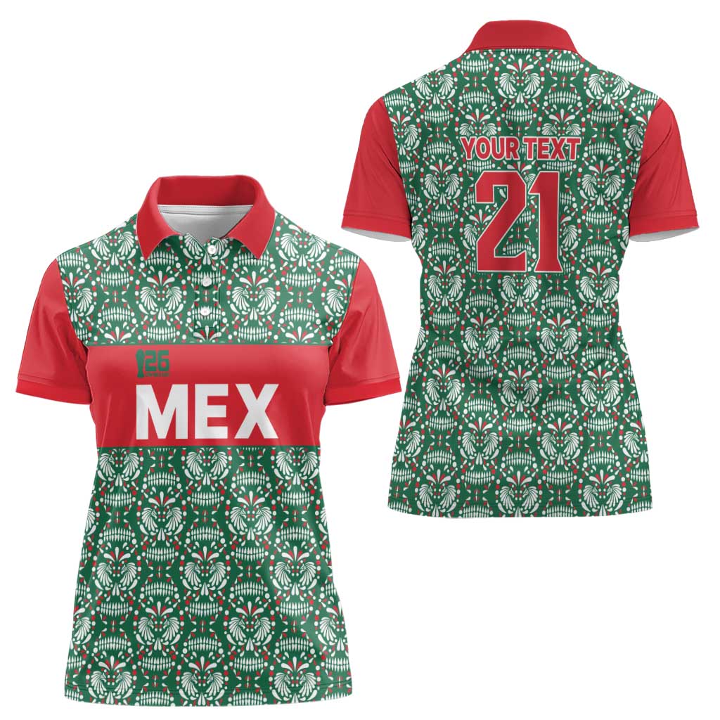 Mexico WC26 Custom Women Polo Shirt Minimalist Aztec Eagle El Tricolor