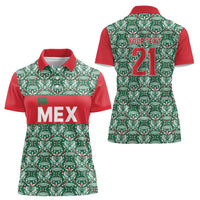 Mexico WC26 Custom Women Polo Shirt Minimalist Aztec Eagle El Tricolor