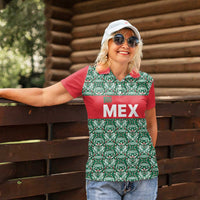 Mexico WC26 Custom Women Polo Shirt Minimalist Aztec Eagle El Tricolor