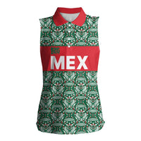 Mexico WC26 Custom Women Sleeveless Polo Shirt Minimalist Aztec Eagle El Tricolor