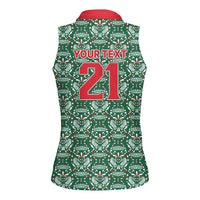 Mexico WC26 Custom Women Sleeveless Polo Shirt Minimalist Aztec Eagle El Tricolor