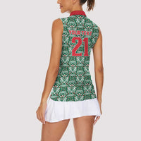 Mexico WC26 Custom Women Sleeveless Polo Shirt Minimalist Aztec Eagle El Tricolor
