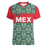 Mexico WC26 Custom Women V-Neck T-Shirt Minimalist Aztec Eagle El Tricolor