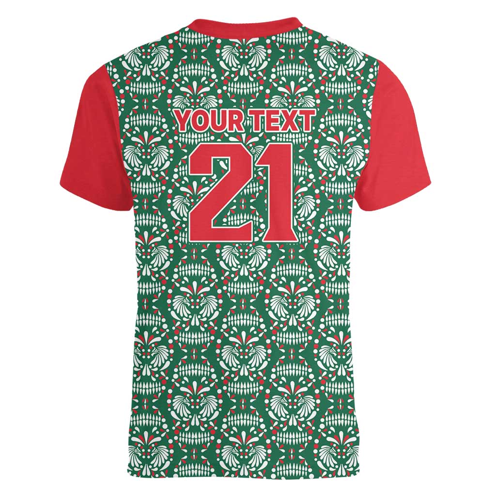 Mexico WC26 Custom Women V-Neck T-Shirt Minimalist Aztec Eagle El Tricolor