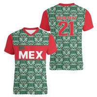 Mexico WC26 Custom Women V-Neck T-Shirt Minimalist Aztec Eagle El Tricolor