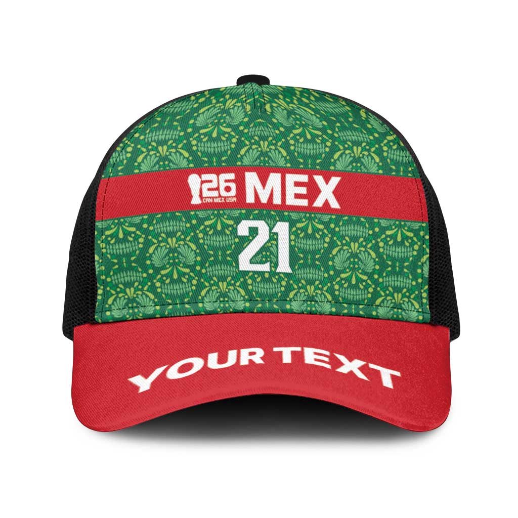Mexico WC26 Custom Baseball Net Cap Minimalist Aztec Eagle Green Color